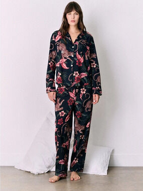 Desmond & Dempsey Long pajama set - SOLEIA LEOPARD MULTI